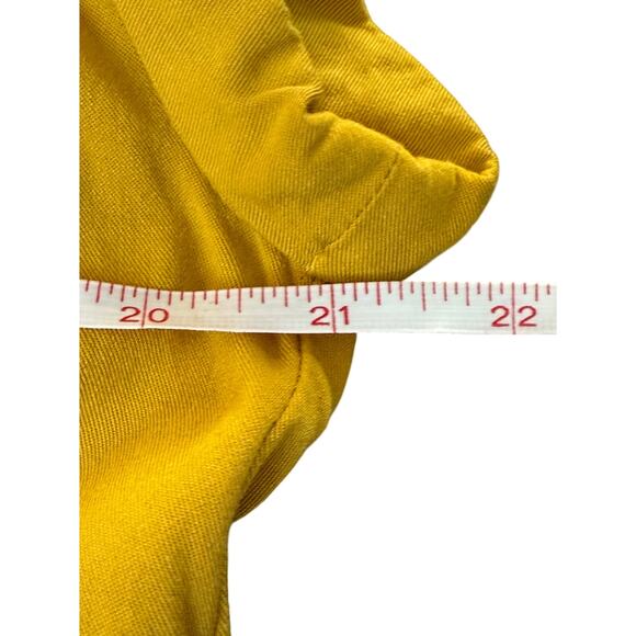 Rose + Olive mustard color v neck top with rolled sleeve Size small - Picture 5 of 5